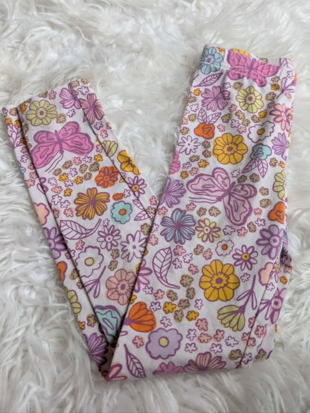 Cat & Jack Pink Floral and Butterfly Print Leggings
